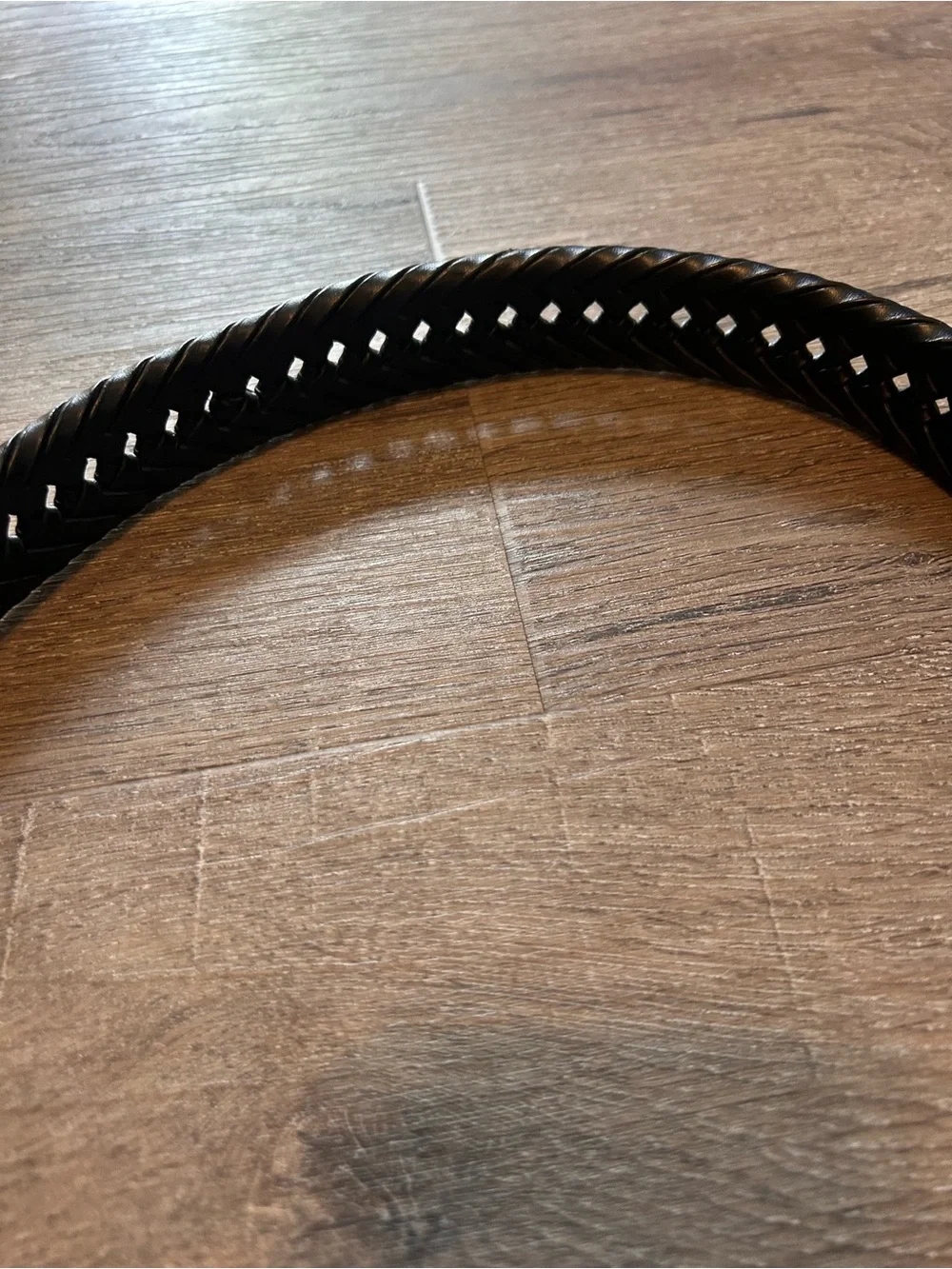 Braided Belt Unisex One Size Black Adjustable Brass Tone Buckle 58” Long